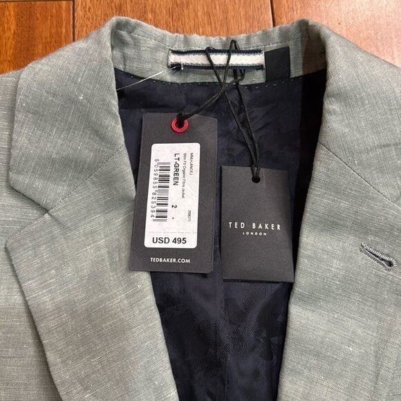 NWT Slim Fit Organic Light Green Linen Blend Jacket size 2 US S - Picture 2 of 12